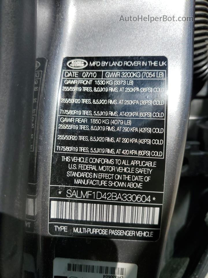 2011 Land Rover Range Rover Hse Luxury Серый vin: SALMF1D42BA330604