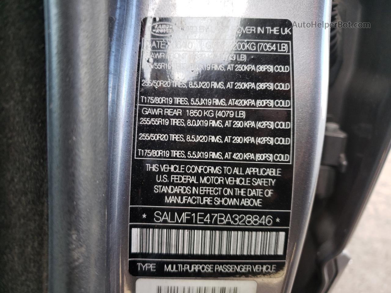 2011 Land Rover Range Rover Hse Luxury Угольный vin: SALMF1E47BA328846