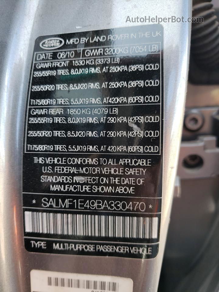 2011 Land Rover Range Rover Hse Luxury Серый vin: SALMF1E49BA330470