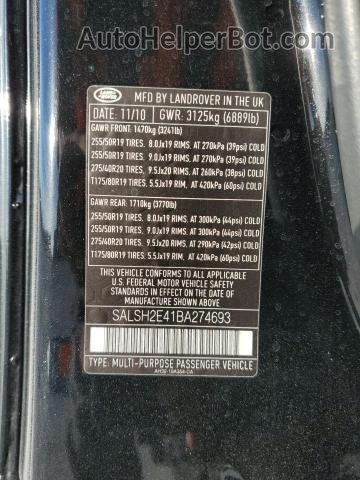 2011 Land Rover Range Rover Sport Sc Black vin: SALSH2E41BA274693