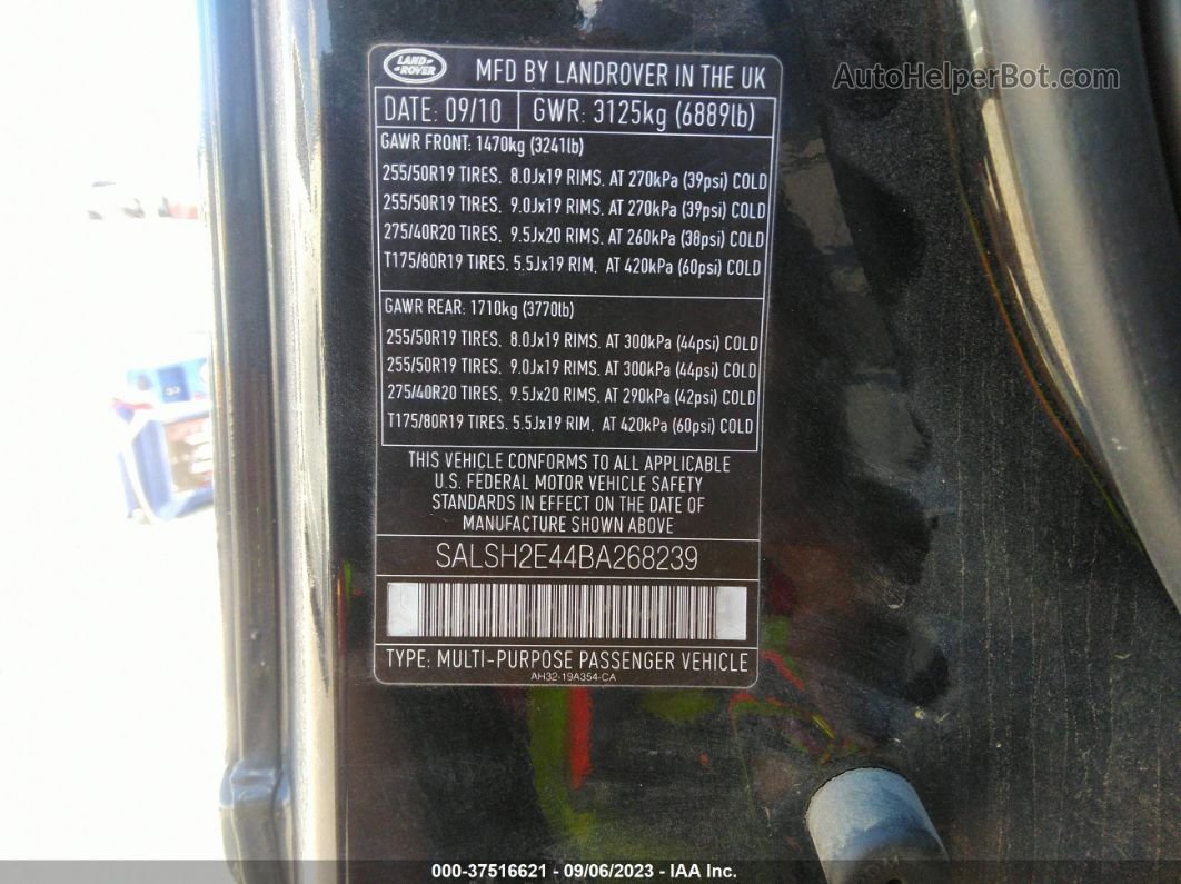 2011 Land Rover Range Rover Sport Sc Черный vin: SALSH2E44BA268239