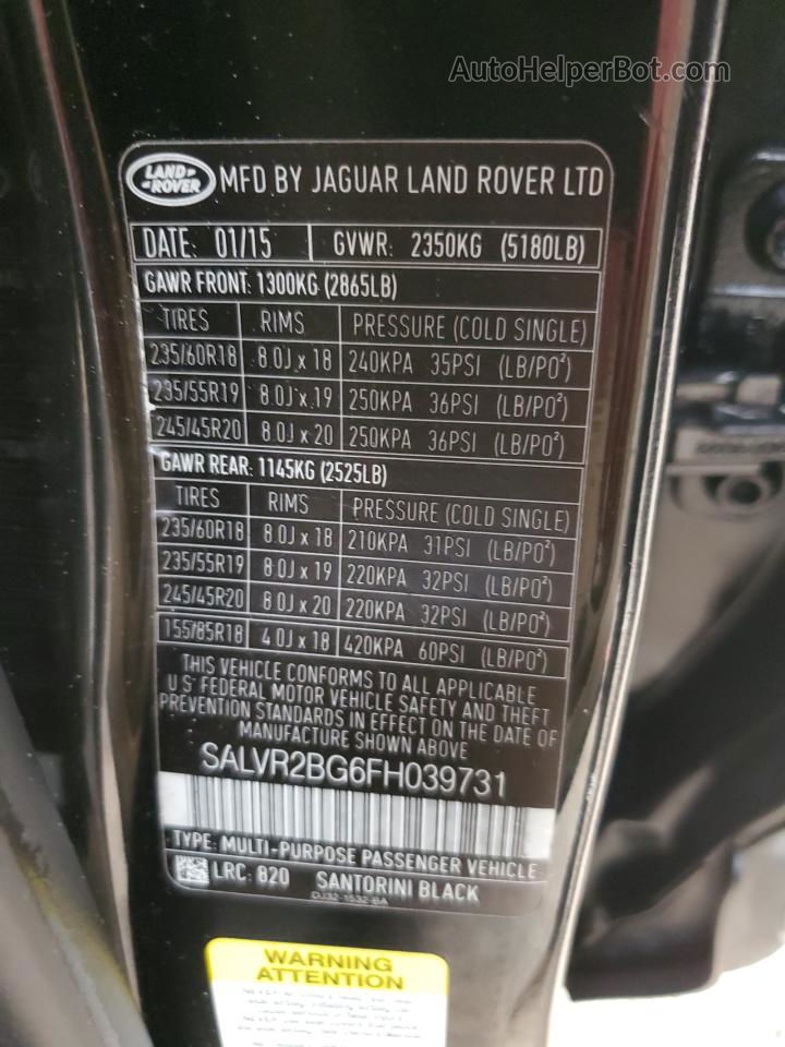 2015 Land Rover Range Rover Evoque Pure Premium Black vin: SALVR2BG6FH039731