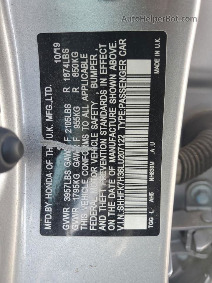 2020 Honda Civic Lx Silver vin: SHHFK7H36LU207122