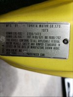 1979 Toyota Corolla Желтый vin: TF51370778