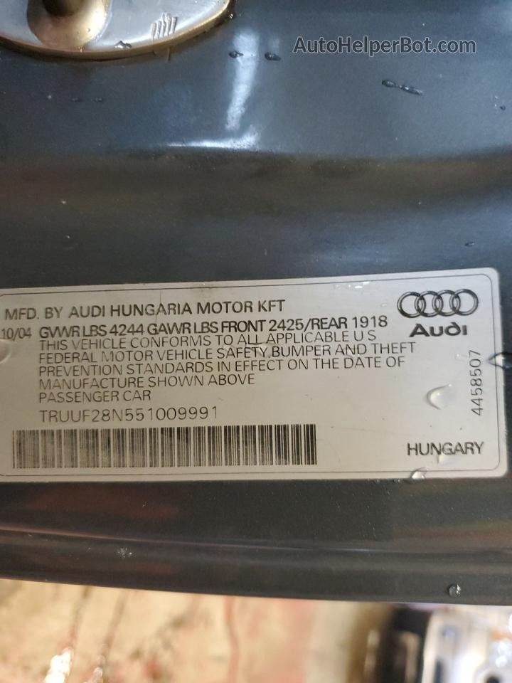 2005 Audi Tt 3.2 Gray vin: TRUUF28N551009991