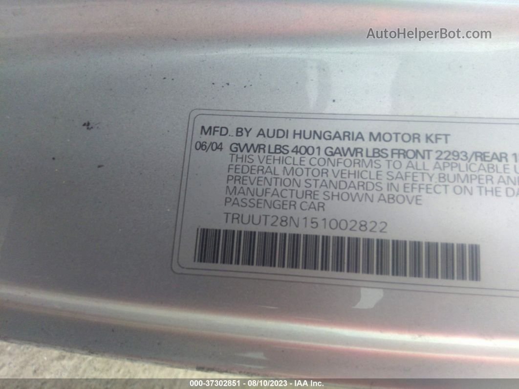 2005 Audi Tt   Silver vin: TRUUT28N151002822