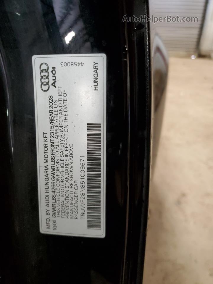 2005 Audi Tt 3.2 Quattro Черный vin: TRUWF28N851009671