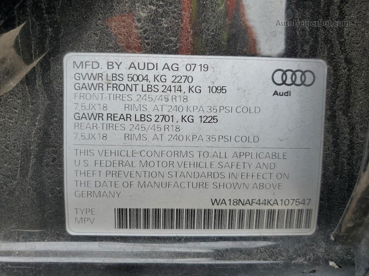 2019 Audi A4 Allroad Premium Plus Black vin: WA18NAF44KA107547