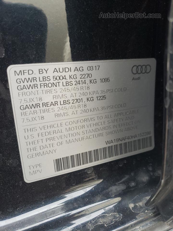 2017 Audi A4 Allroad Prestige Black vin: WA19NAF40HA152286