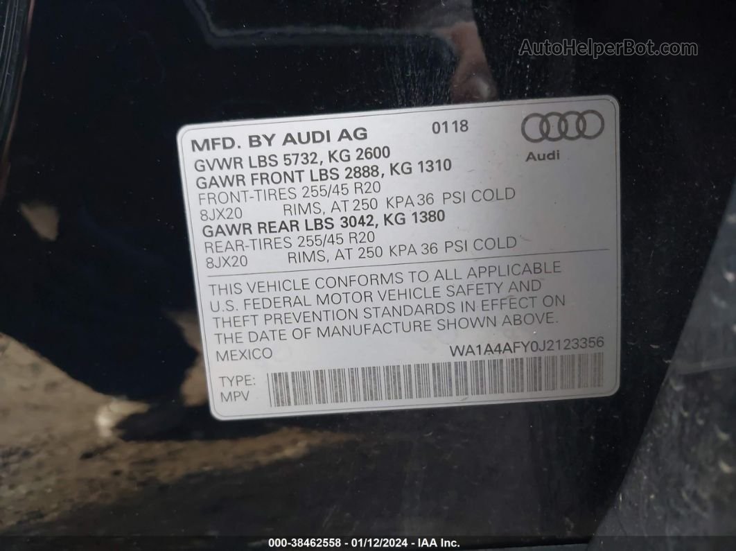 2018 Audi Sq5 3.0t Premium Plus Черный vin: WA1A4AFY0J2123356