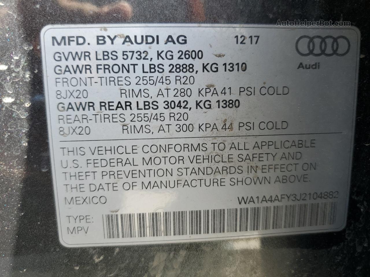 2018 Audi Sq5 Premium Plus Charcoal vin: WA1A4AFY3J2104882