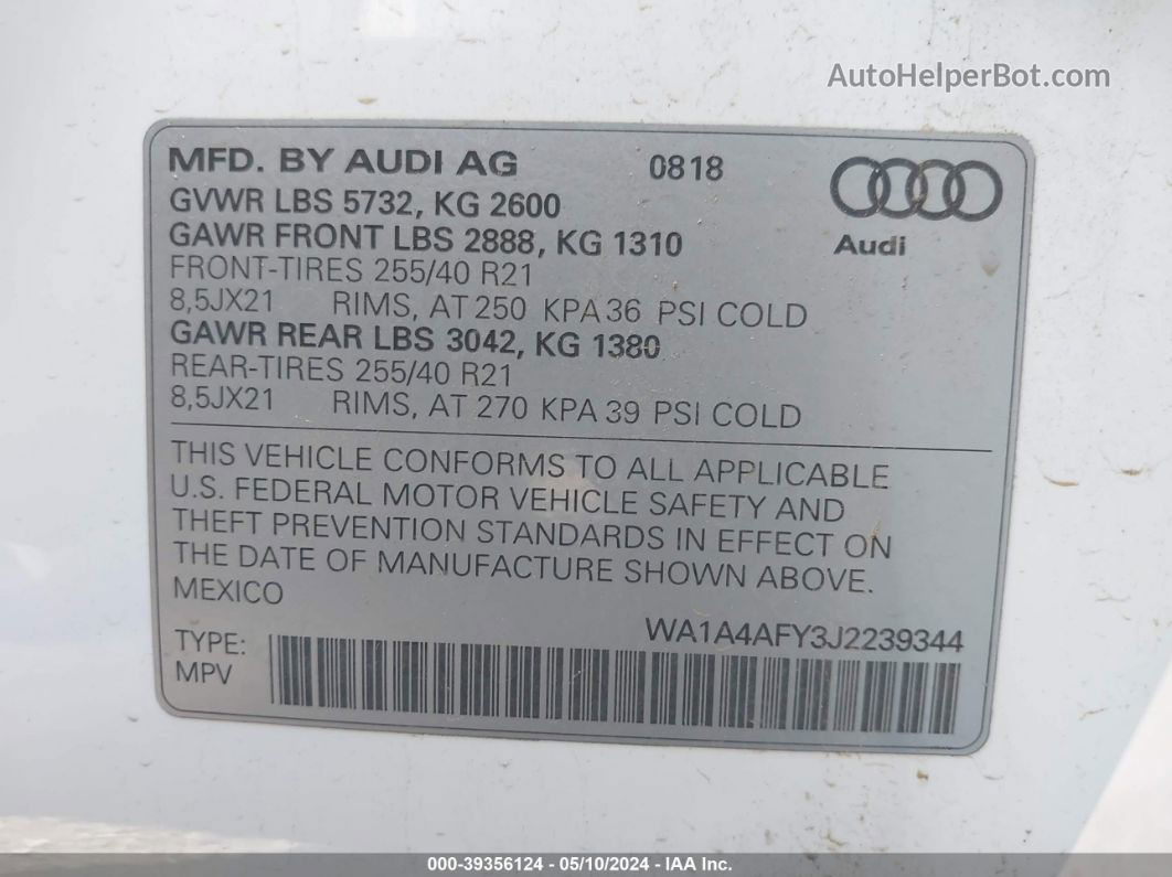 2018 Audi Sq5 3.0t Premium Plus Белый vin: WA1A4AFY3J2239344