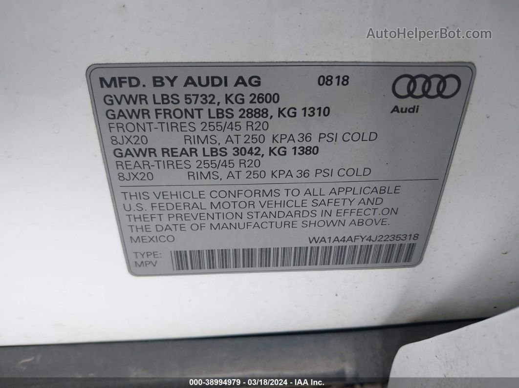 2018 Audi Sq5 3.0t Premium Plus White vin: WA1A4AFY4J2235318