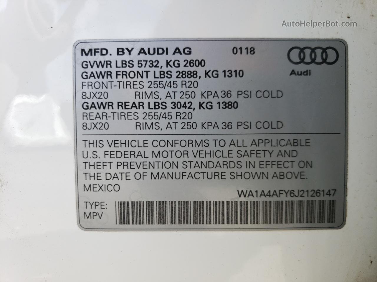 2018 Audi Sq5 Premium Plus Белый vin: WA1A4AFY6J2126147