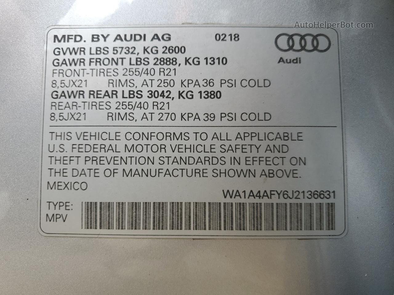 2018 Audi Sq5 Premium Plus Silver vin: WA1A4AFY6J2136631