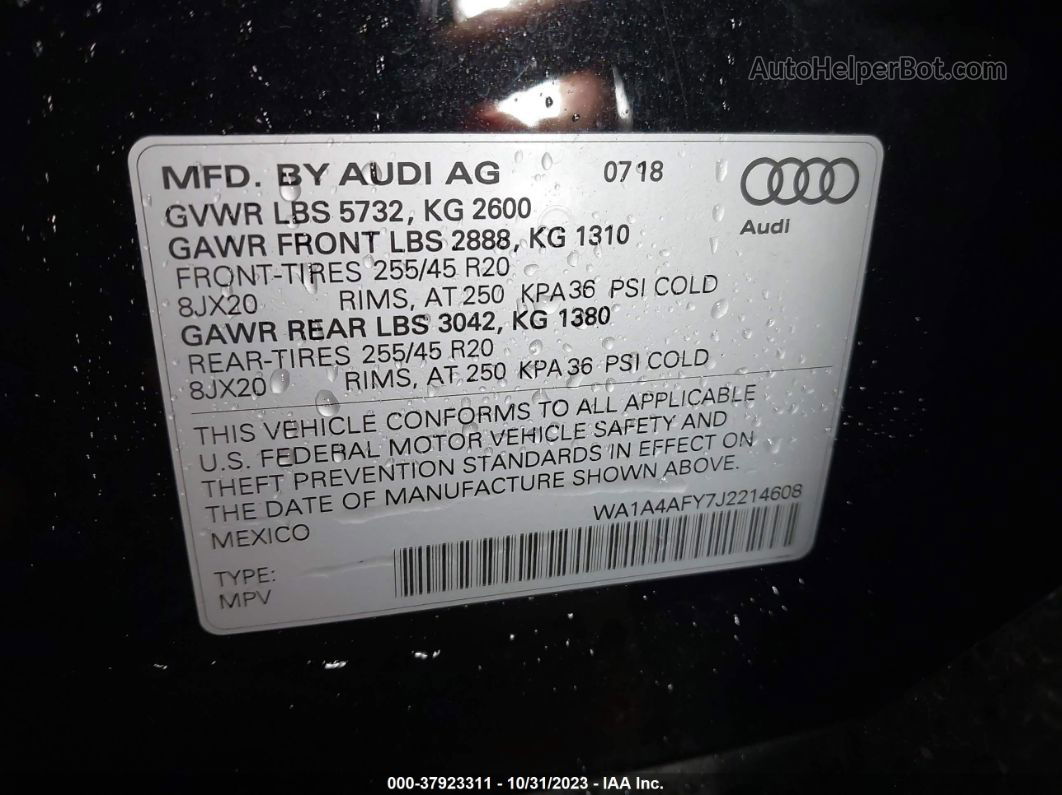 2018 Audi Sq5 Premium Plus Черный vin: WA1A4AFY7J2214608