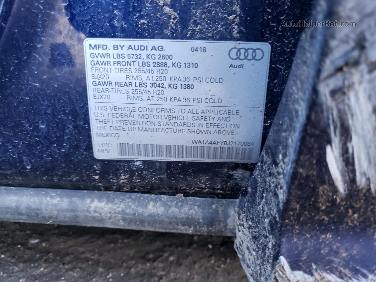 2018 Audi Sq5 Premium Plus Синий vin: WA1A4AFY8J2170084