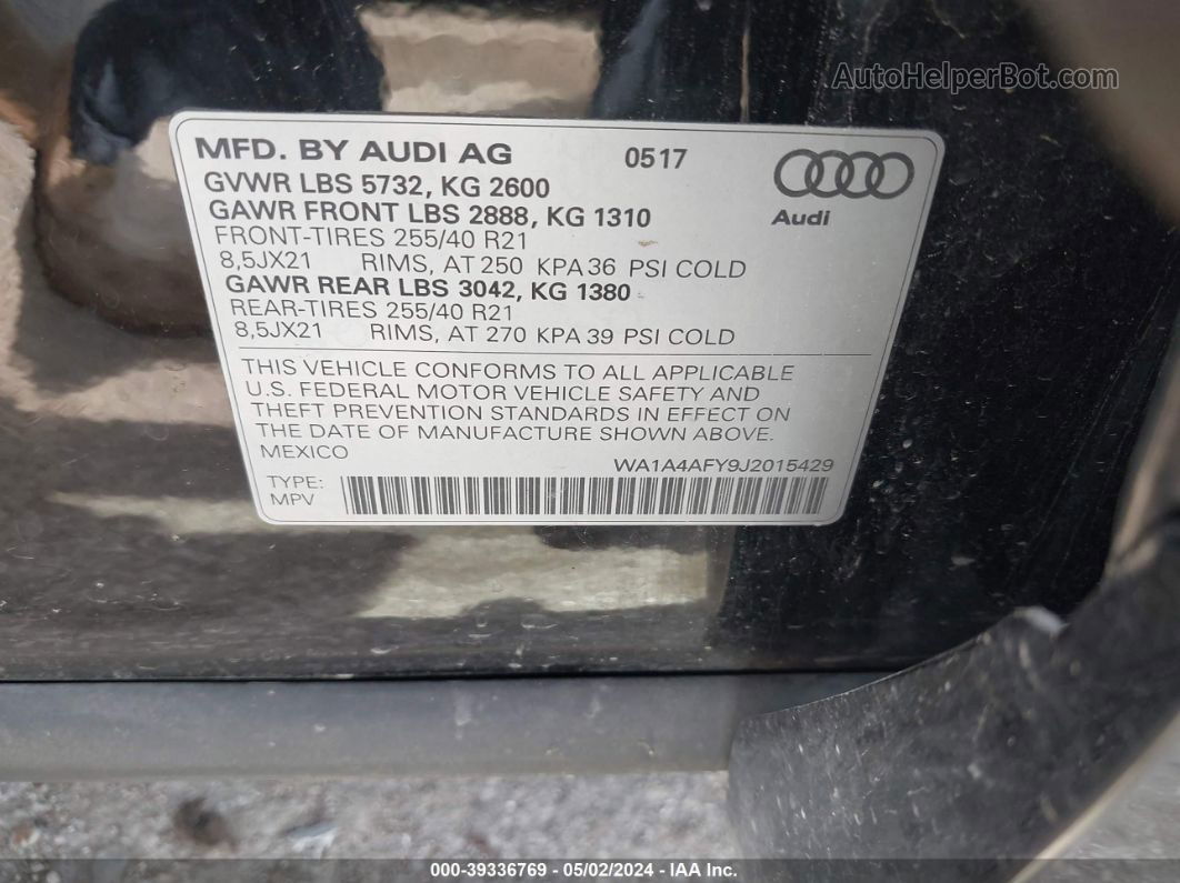 2018 Audi Sq5 3.0t Premium Plus Черный vin: WA1A4AFY9J2015429