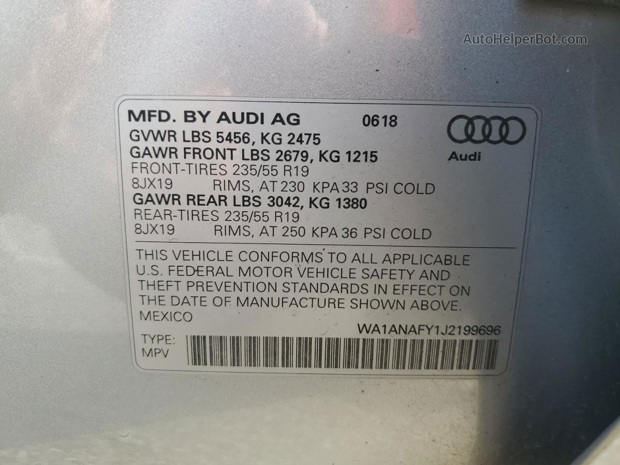 2018 Audi Q5 Premium Серебряный vin: WA1ANAFY1J2199696