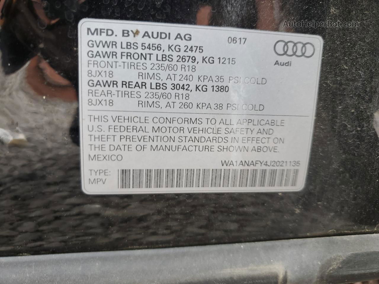 2018 Audi Q5 Premium Black vin: WA1ANAFY4J2021135