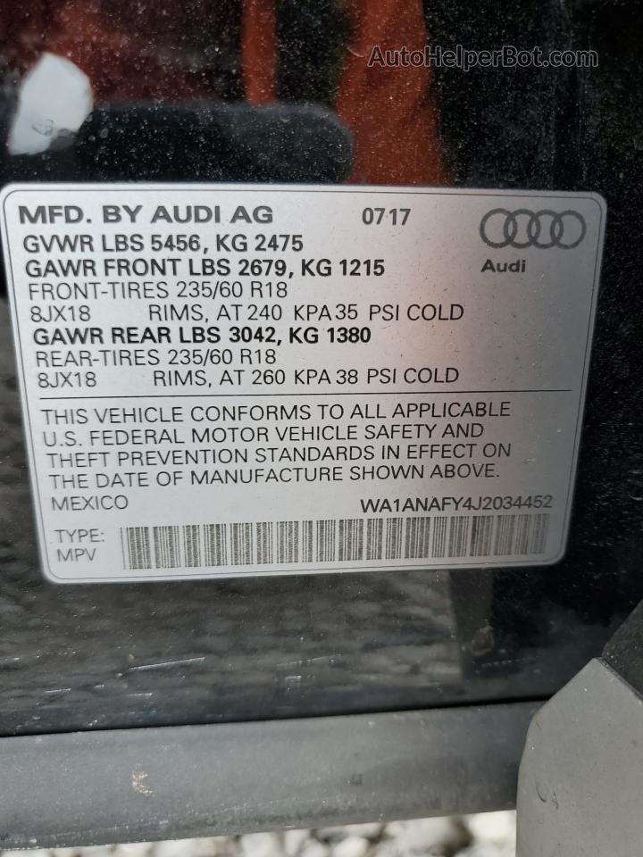 2018 Audi Q5 Premium Черный vin: WA1ANAFY4J2034452