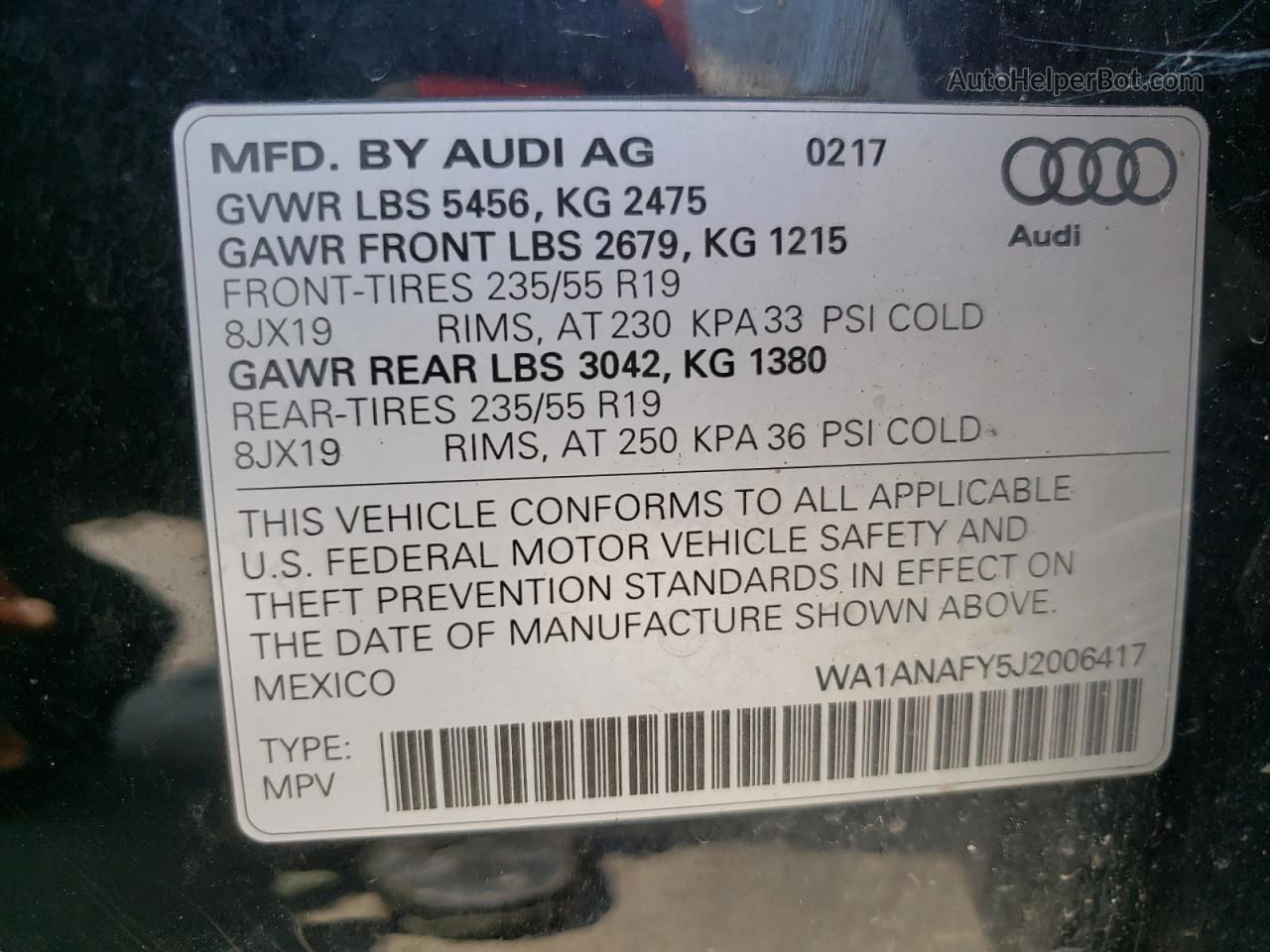 2018 Audi Q5 Premium Black vin: WA1ANAFY5J2006417