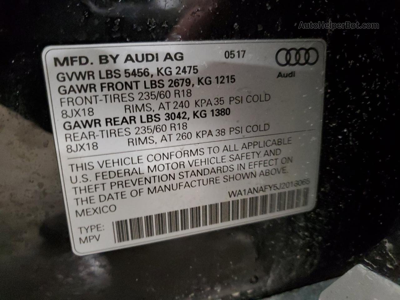 2018 Audi Q5 Premium Black vin: WA1ANAFY5J2018065