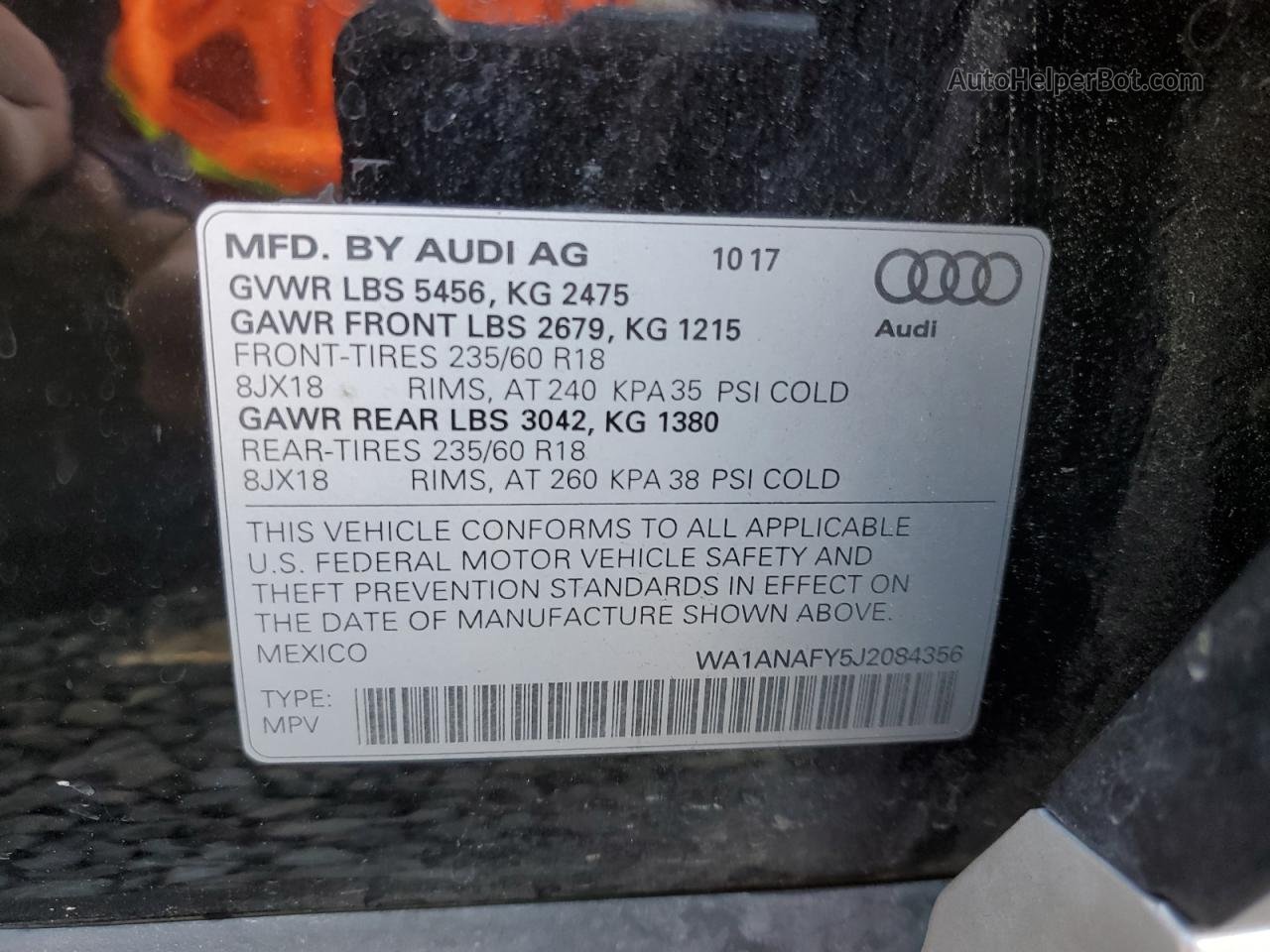2018 Audi Q5 Premium Black vin: WA1ANAFY5J2084356