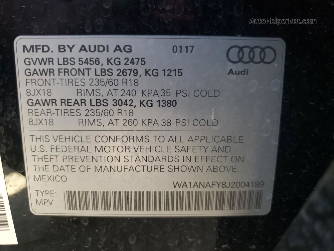 2018 Audi Q5 Premium Black vin: WA1ANAFY8J2004189