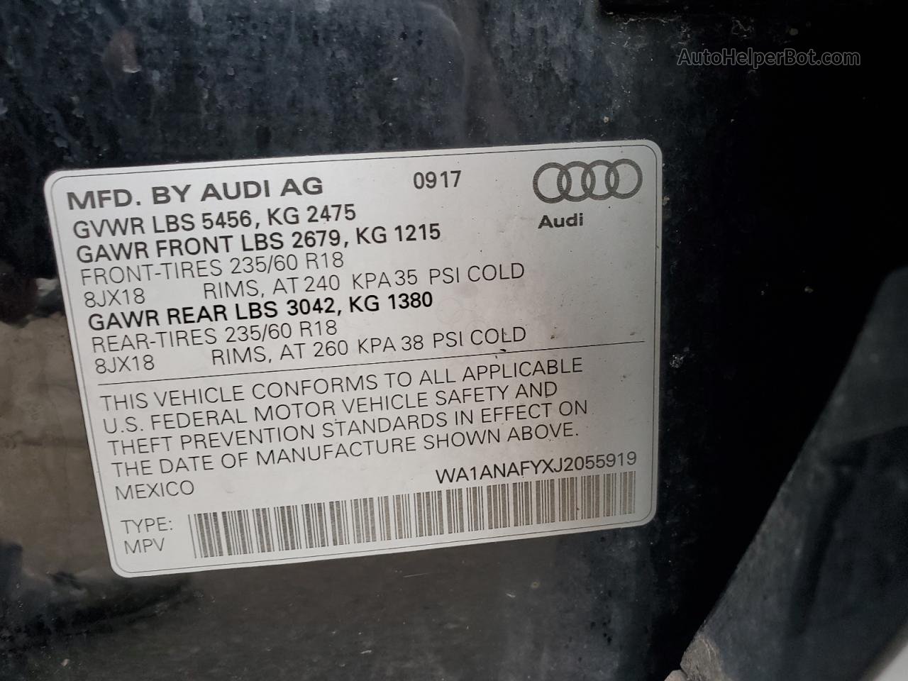 2018 Audi Q5 Premium Black vin: WA1ANAFYXJ2055919
