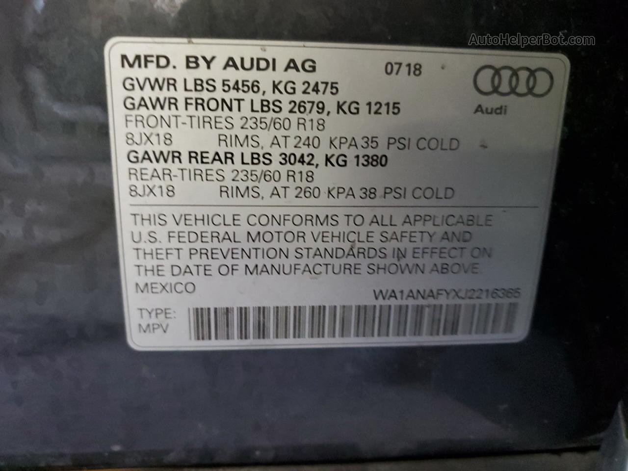 2018 Audi Q5 Premium Серый vin: WA1ANAFYXJ2216365