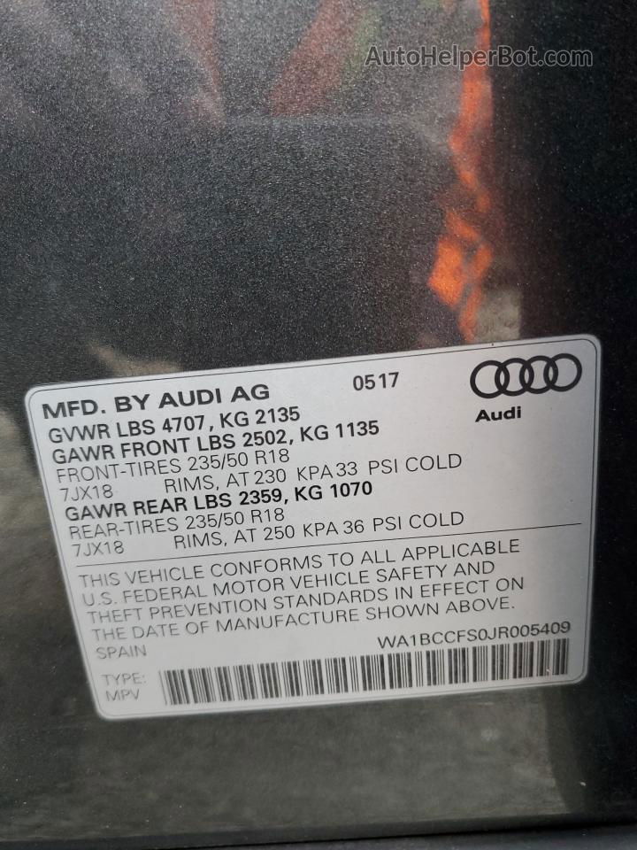 2018 Audi Q3 Premium Угольный vin: WA1BCCFS0JR005409