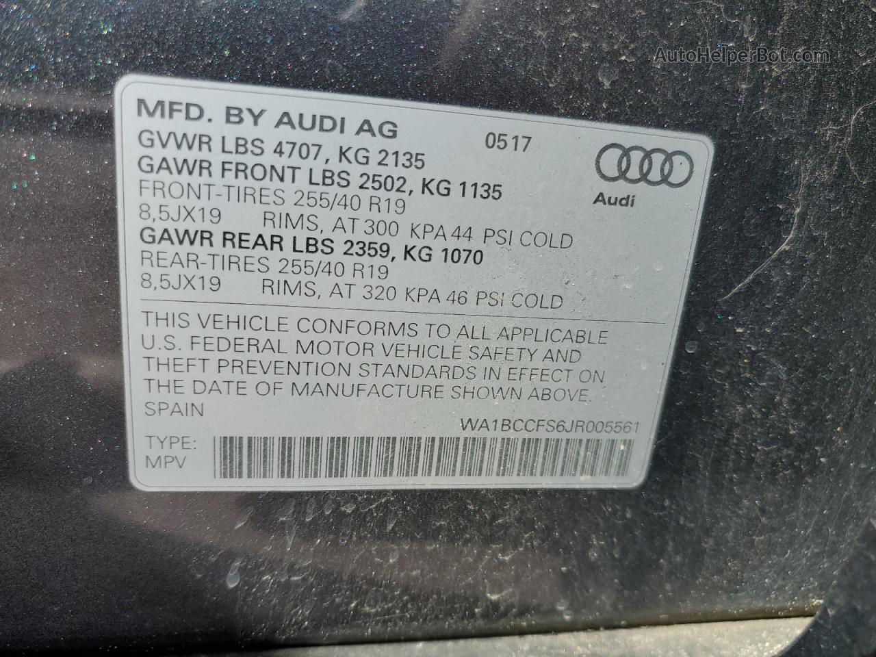 2018 Audi Q3 Premium Gray vin: WA1BCCFS6JR005561