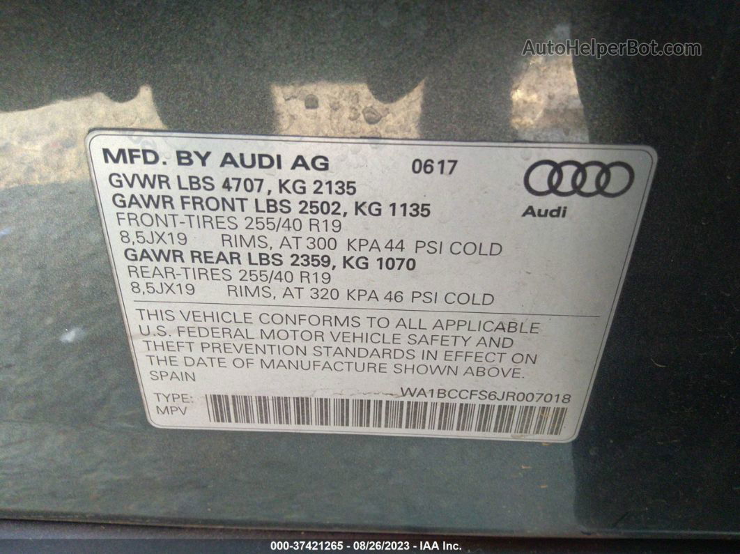 2018 Audi Q3 Premium/sport Premium Gray vin: WA1BCCFS6JR007018