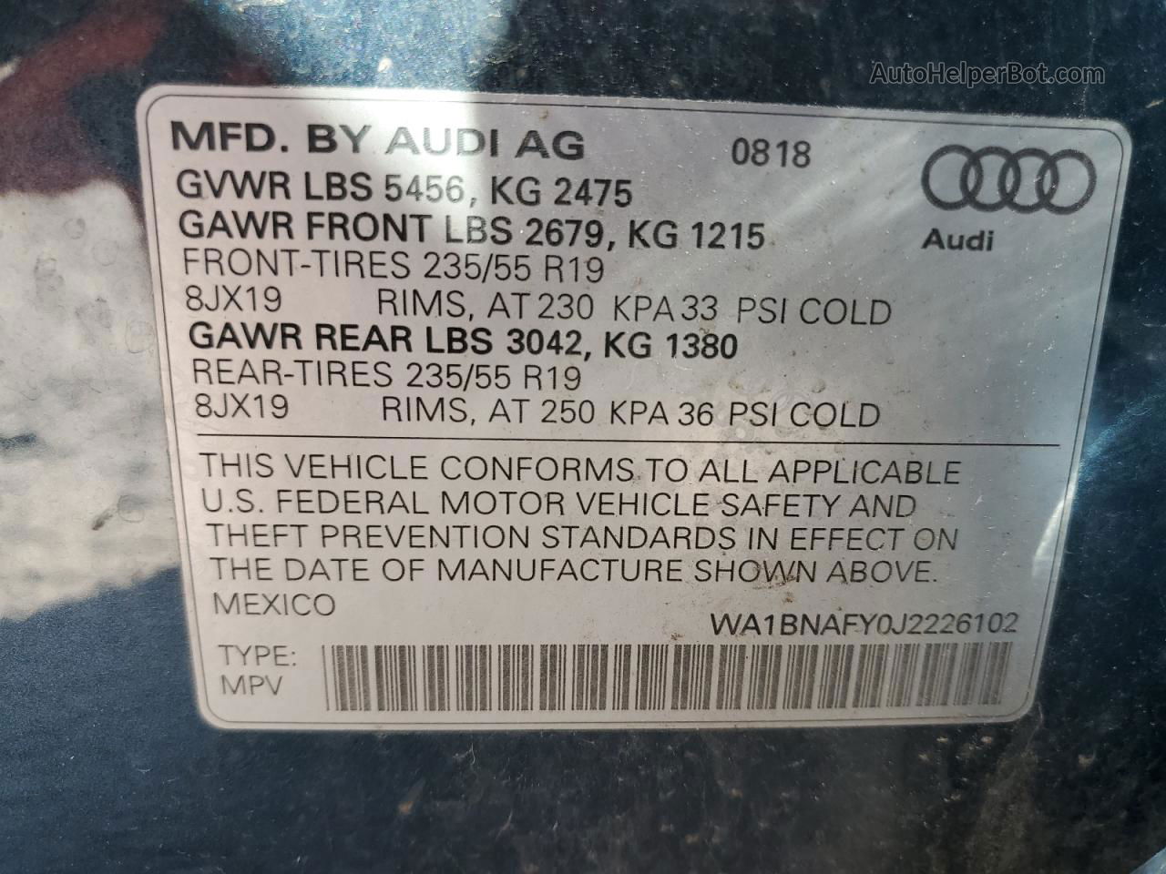 2018 Audi Q5 Premium Plus Blue vin: WA1BNAFY0J2226102