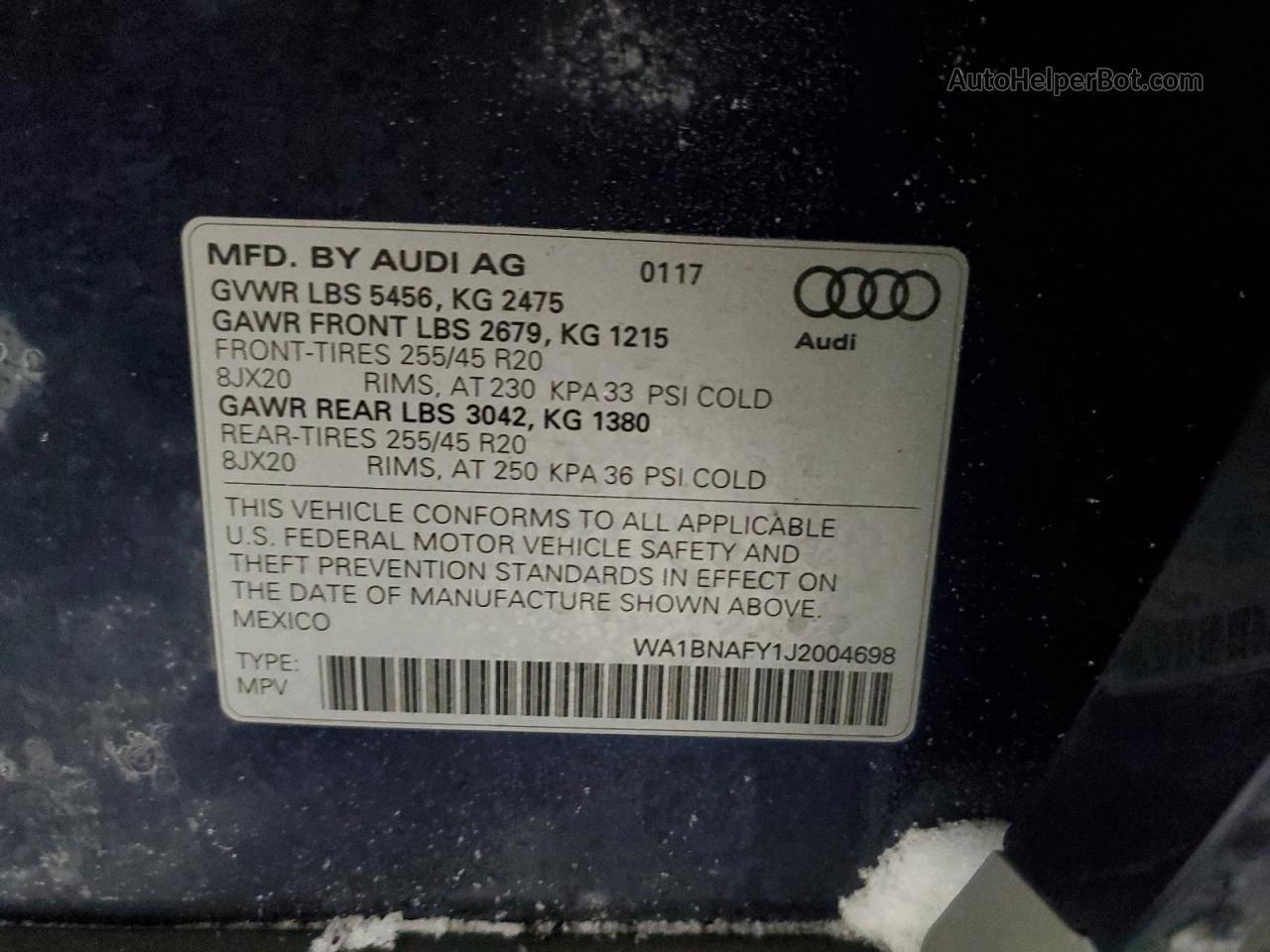 2018 Audi Q5 Premium Plus Blue vin: WA1BNAFY1J2004698