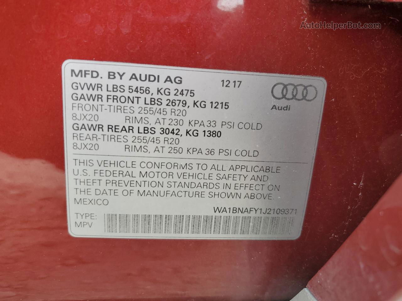 2018 Audi Q5 Premium Plus Red vin: WA1BNAFY1J2109371