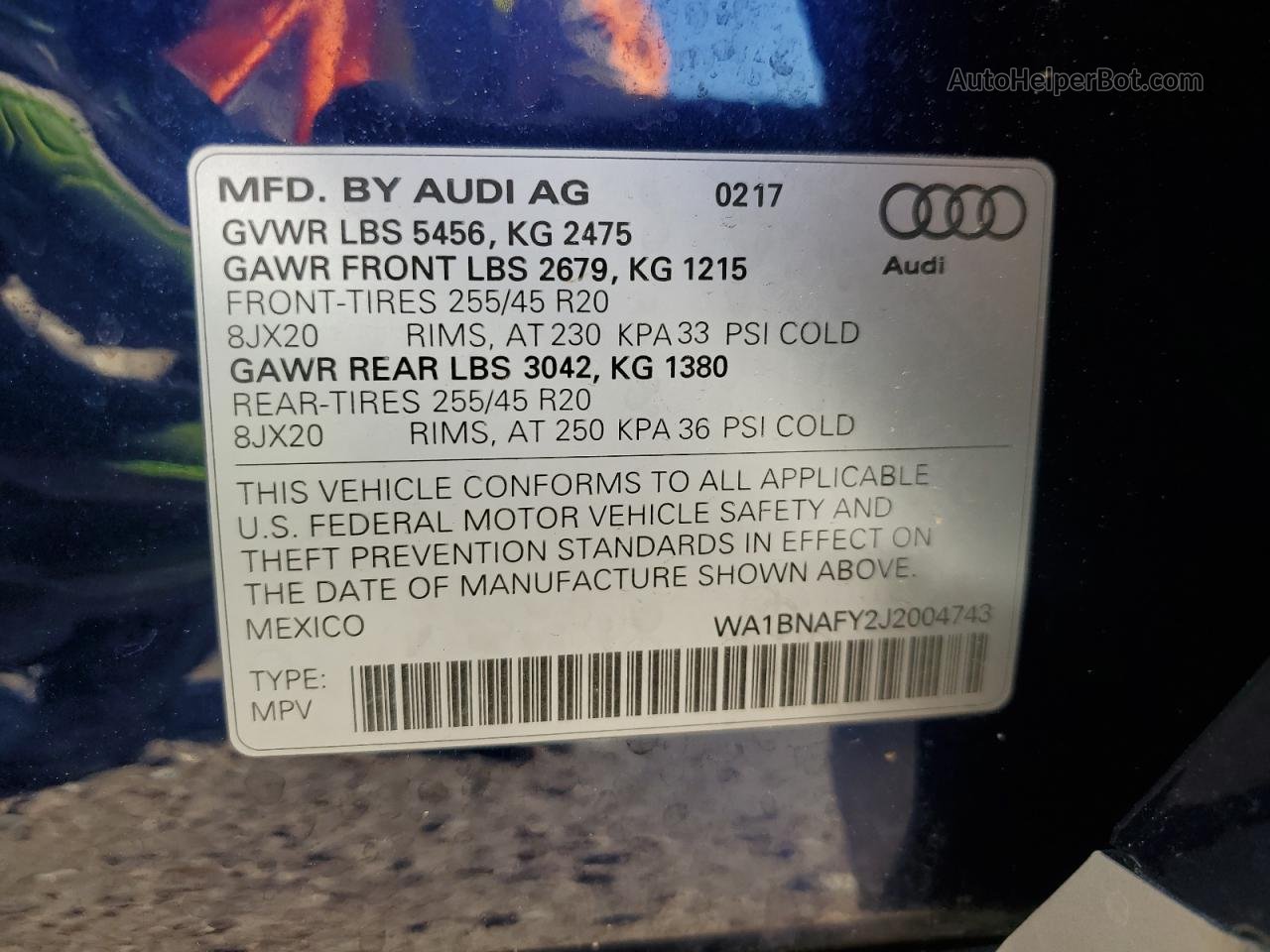 2018 Audi Q5 Premium Plus Blue vin: WA1BNAFY2J2004743