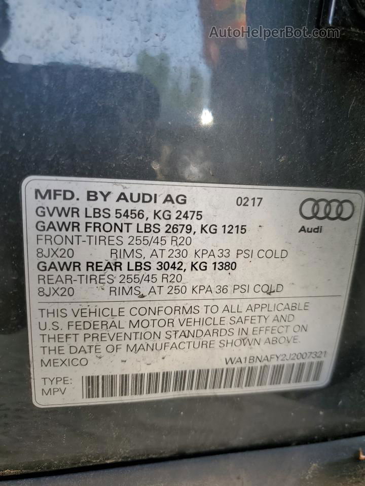 2018 Audi Q5 Premium Plus Серый vin: WA1BNAFY2J2007321