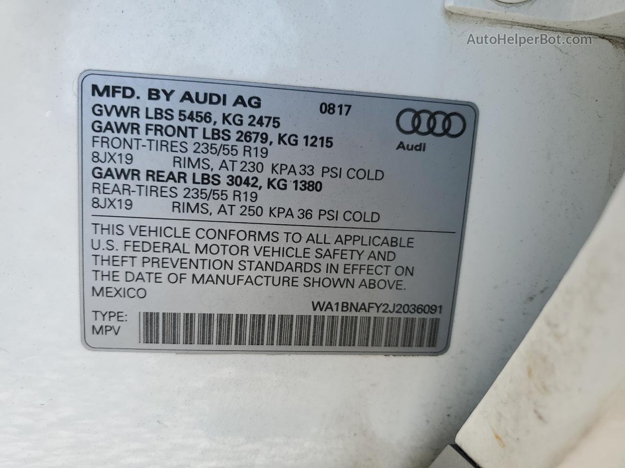 2018 Audi Q5 Premium Plus Белый vin: WA1BNAFY2J2036091