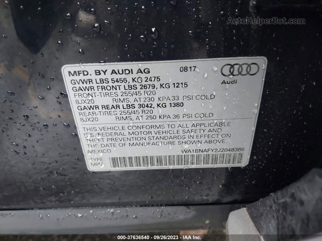 2018 Audi Q5 Premium Plus Темно-синий vin: WA1BNAFY2J2048368