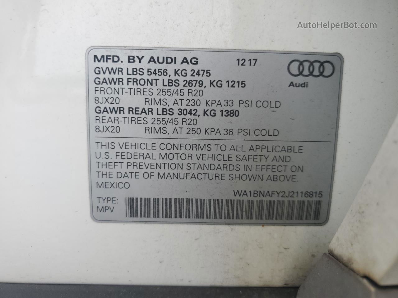 2018 Audi Q5 Premium Plus White vin: WA1BNAFY2J2116815
