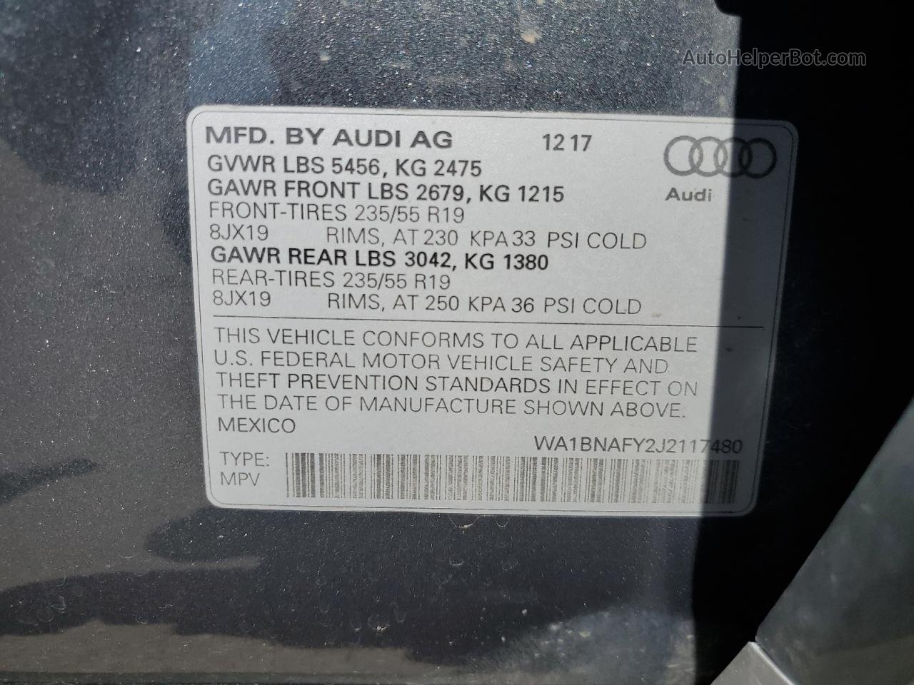 2018 Audi Q5 Premium Plus Серый vin: WA1BNAFY2J2117480
