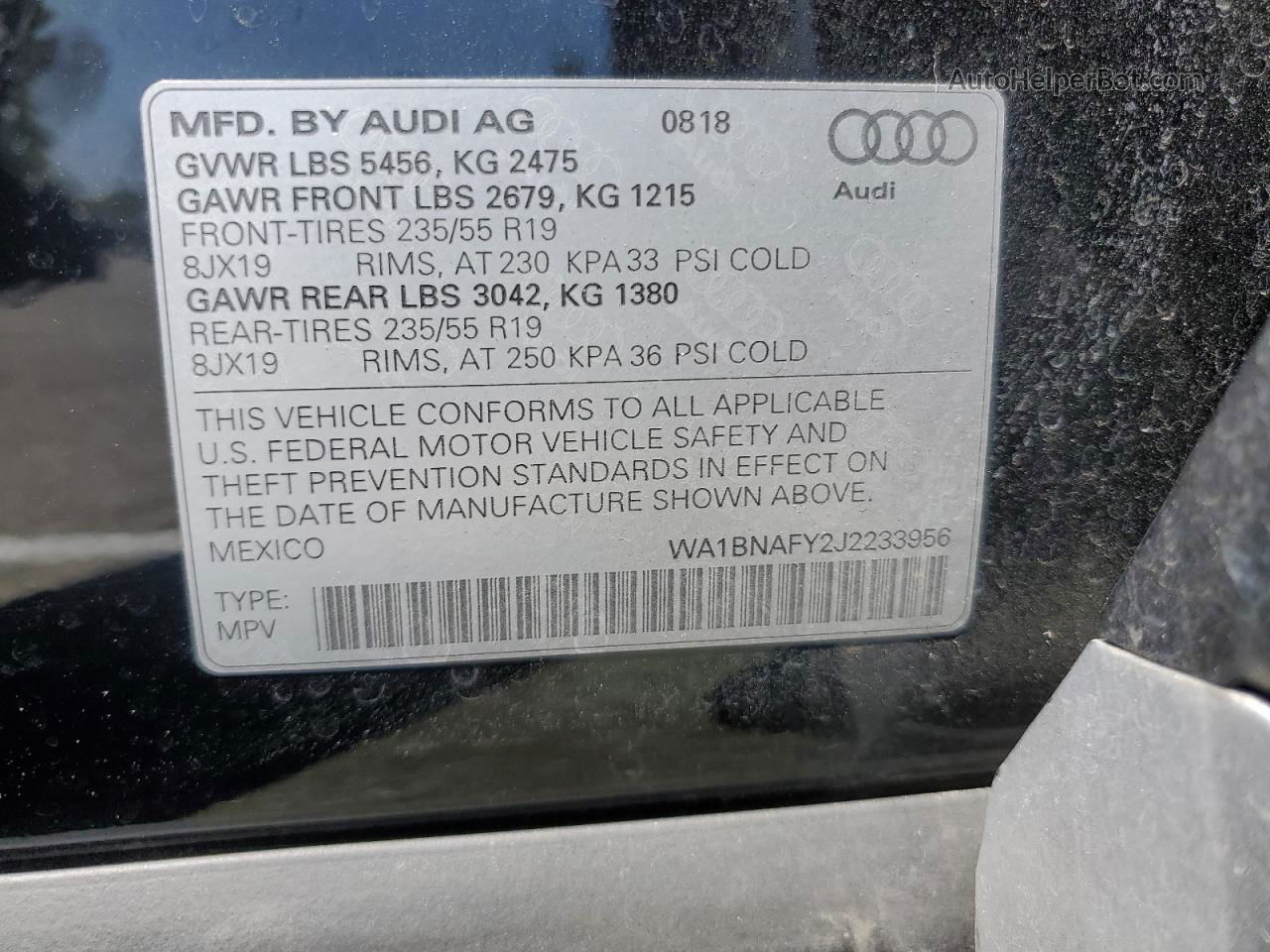 2018 Audi Q5 Premium Plus Черный vin: WA1BNAFY2J2233956