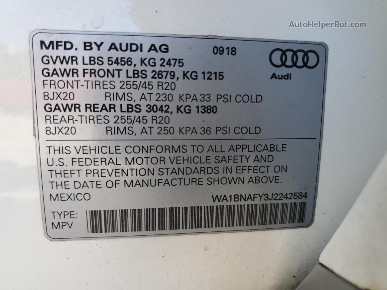 2018 Audi Q5 Premium Plus White vin: WA1BNAFY3J2242584