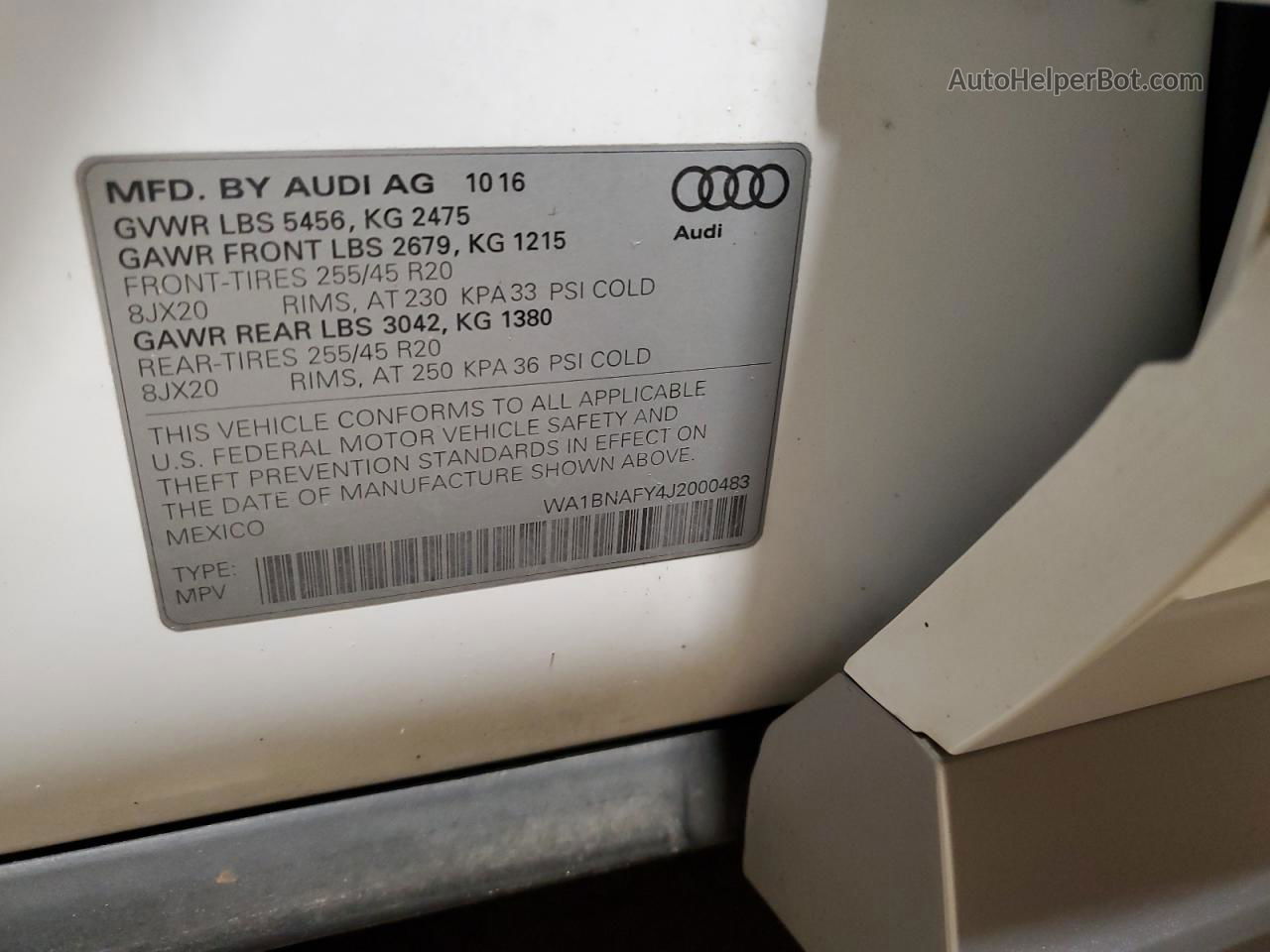 2018 Audi Q5 Premium Plus Белый vin: WA1BNAFY4J2000483