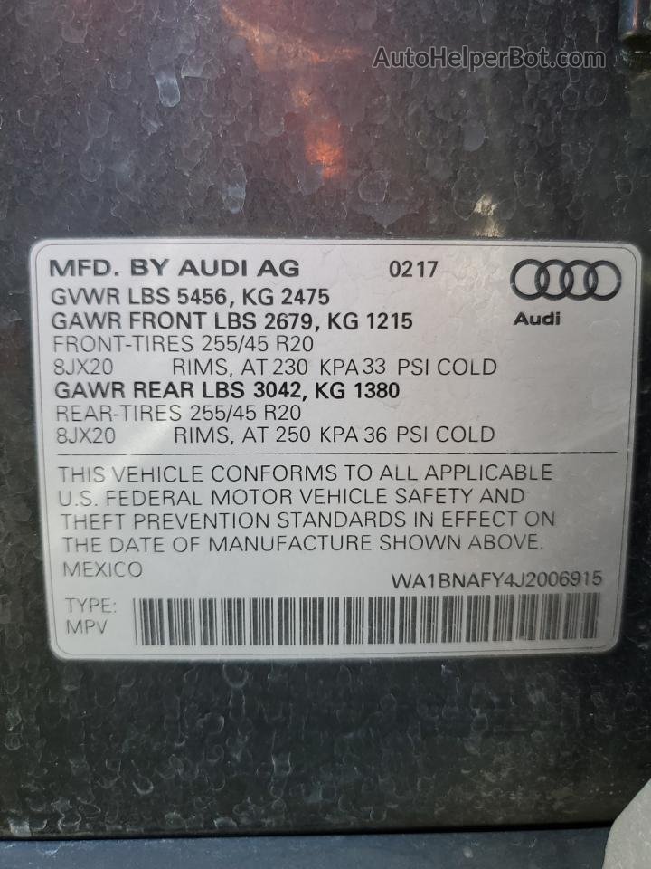 2018 Audi Q5 Premium Plus Серый vin: WA1BNAFY4J2006915