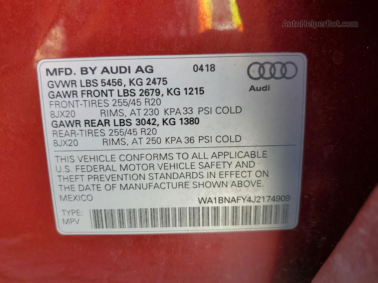 2018 Audi Q5 Premium Plus Red vin: WA1BNAFY4J2174909