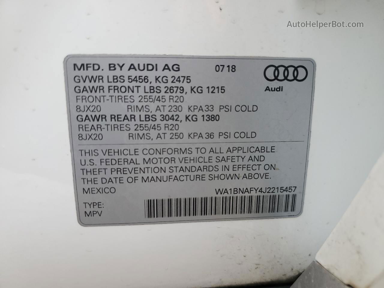 2018 Audi Q5 Premium Plus White vin: WA1BNAFY4J2215457