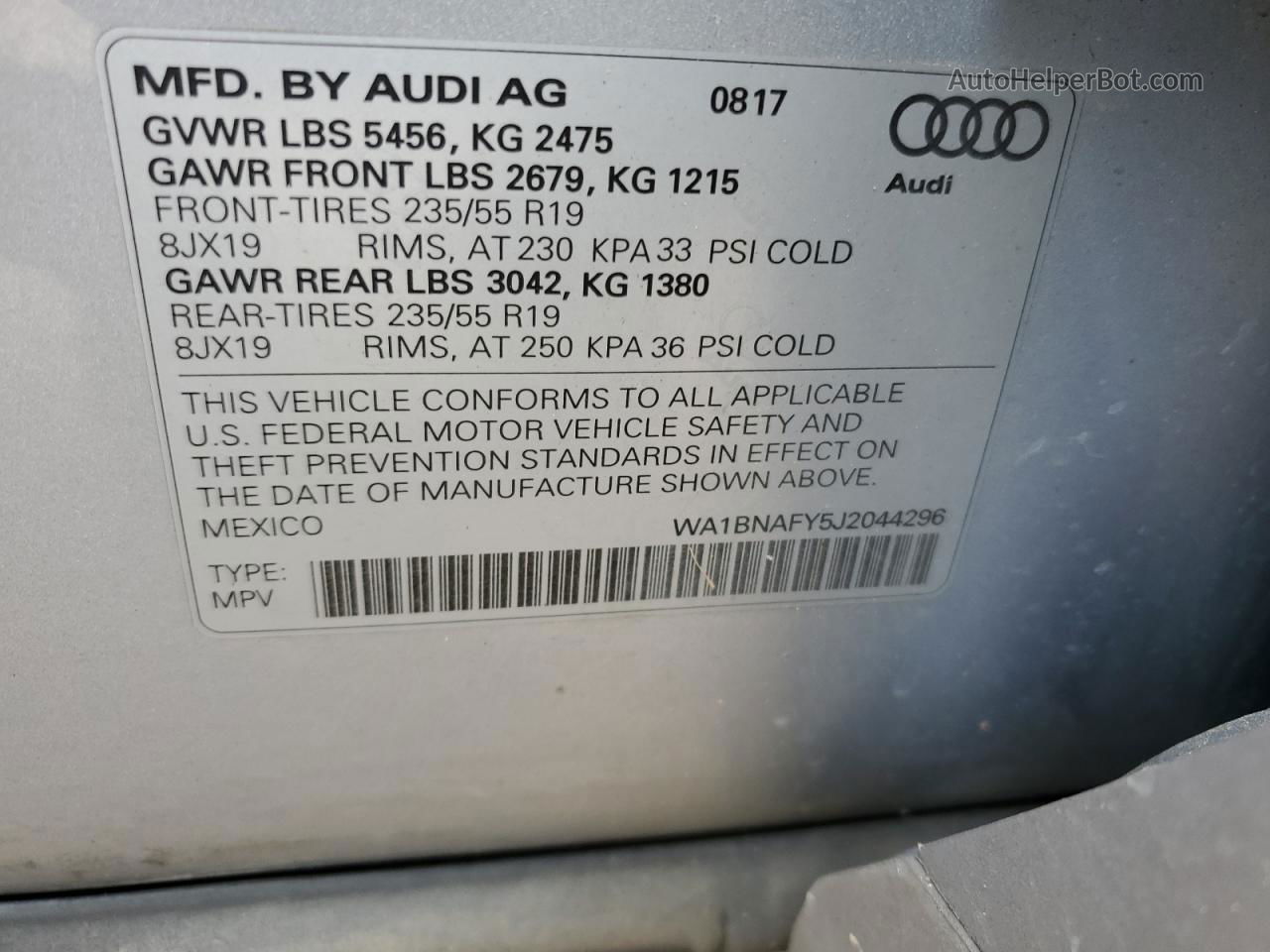 2018 Audi Q5 Premium Plus Silver vin: WA1BNAFY5J2044296